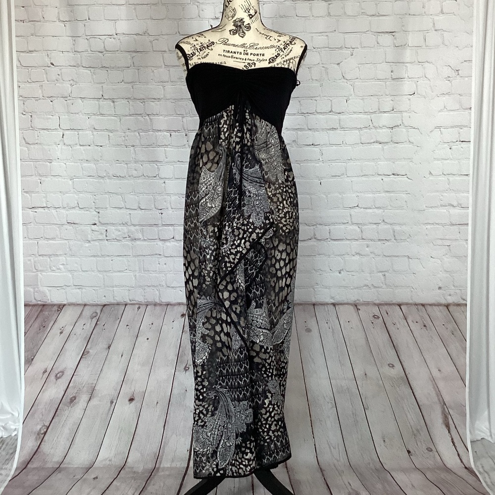 732. Raviya Black & Taupe Cover-Up/ Dress EUC Size Large
